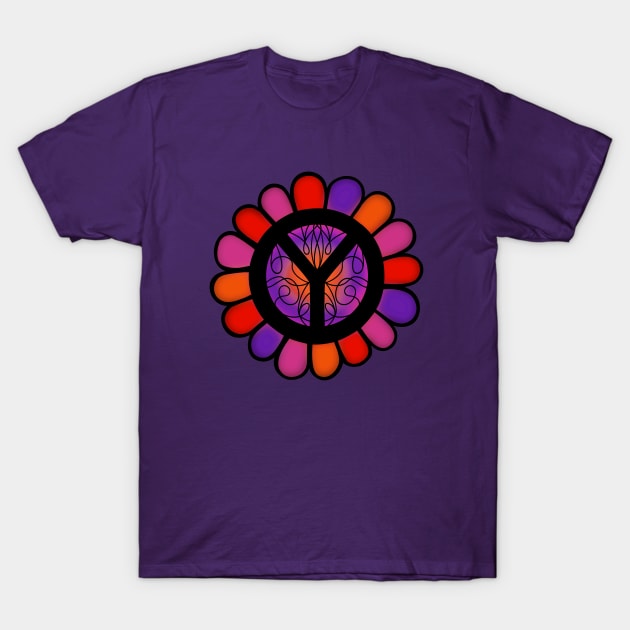 HIPPIE Lifestyle Flower Peace Sign T-Shirt by SartorisArt1